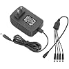 ALITOVE Security Camera Power Supply Adpter 12V 2A with 4 Way Power Splitter Cable 5.5x2.1mm, 100-240V 50-60Hz AC to DC Converter for Analog AHD CCTV DVR Surveillance System/LED Strip Lights