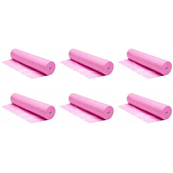 Disposable Non-Woven Bed Sheet 31.5" X 70" 30 Gram For Massage, Spa, Beauty, Exam tables, Disposable Bed Roll (Pink) (6 Rolls)