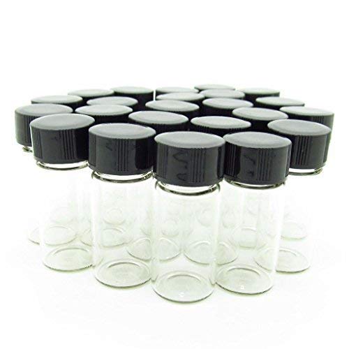 Pxyelec TransparentClear Liquid Collection Glass Bottles Vials Screwcap Capacity 5ml Pack of 50