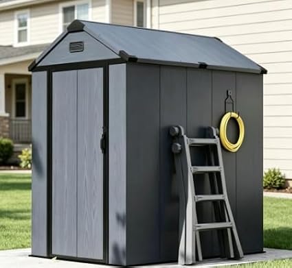 Aoxun 4' x 6' Dark Gray Resin Outdoor Storage Shed