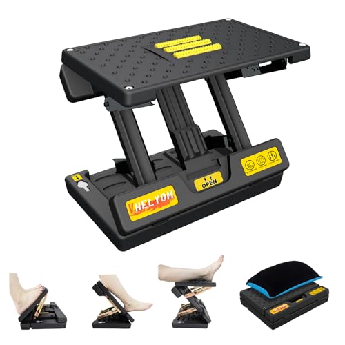 Foot Rest for Under Desk at Work,Height Adjustable Footrest with Massage Roller and Thick Cushion,Ergonomic Foot Rest for Car,Office,Home,Train,Travel,Gaming,Sturdy Metal Frame All-Season Use