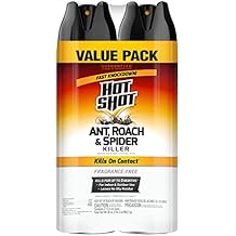 Hot Shot Ant, Roach & Spider Killer, Kills Roaches and Listed Ants On Contact, Indoor & Outdoor Use, (Unscented) 2 Pack, 17.5 Ounce