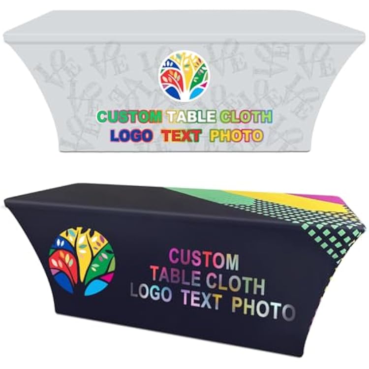 Custom Table Cloth 4FT with Business Logo Banner Sign, Personalize Tablecloth Runner with Business Logo for Promotional Items