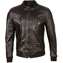 Aviatrix Men's Real Leather Fashion Bomber Jacket (E0DB)