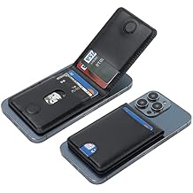 KIHUWEY for MagSafe Wallet Card Holder with Magnetic, Mag Safe Leather Detachable Kickstand RFID Wallet for iPhone 16/15/14/13/12 Pro Max Plus Not for iPhone 13/12 mini (Black)