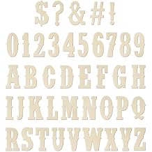Wooden Letters 5 Inch for Crafts Unfinished Wood Alphabet Letters and Numbers Symbols Set 41 Pcs Western Style Small Wooden Letters for Wedding Birthday Home Decor