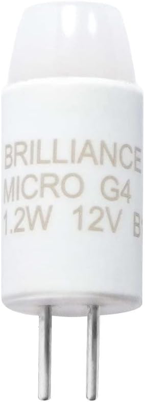 Brilliance Micro G4 Bi-Pin Low Voltage 12V LED Landscape Lighting Replacement Lamp Bulb, 1.2 Watt, 2700K Warm White, Dimmable 95 Lumens, Replaces 10W Halogen (1 Bulb)