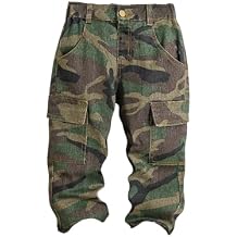 WDIRARA Boy's Camo Cargo Jeans Streetwear Straight Leg Denim Pants with Flap Pockets