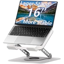 Adjustable Laptop Stand, 360 Rotating Computer Riser, Stable Base Stand Holder for MacBook Pro/Air Notebook up to 18 Inches, Silver