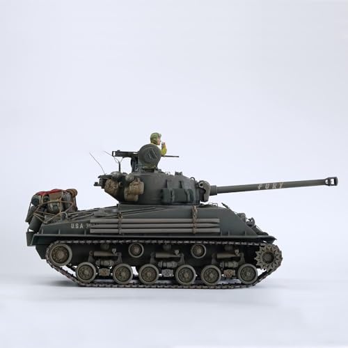 116 Fury Shermann M4A3E8 Heavy Hand-Made Tank RC RTR WW2 Military Army Model Panzer Easy Eight Brad Pitt, Hobby-Grade Men Military Vehicles Toys,for Age Above 15 6603-Original