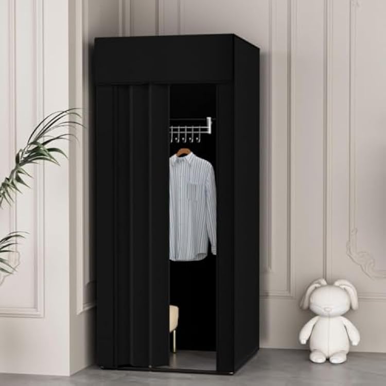 JVVMNJLK Clothing Store Fitting Room, Portable Changing Room, Privacy Protection Movable Dressing Room Divider with Shading Curtain, Temporary Wall for Activities Shopping Malls, Black