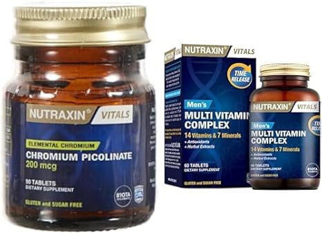 Nutraxin Vitals Chromum Picolinate 200 mcg 90 Tablet Food Supplement and Nutraxin Men's Multi Vitamin Complex 60 Tablet Food Supplement