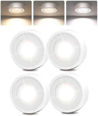 EZVALO LED Puck Lights, 50Lumens, Touch Light, 2.5 Mini Tap Light, Rechargeable Sitck On Tap Lamp, 3 Color Temps, Under Cabinet Lights Wireless, Ideal for Kitchen,Closet,Pantry,Camper4 Pack