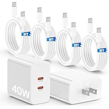40W Fast Charger for iPhone 16 15 Pro Max Charger Fast Charging,2Pack Dual Port USB C Charging Block with 4Pack 6FT USB C to USBC Cord for iPhone 16 15 Plus/16 15 Pro Max/iPad Pro/Samsung S24