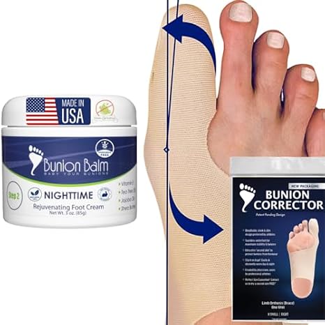 Bunion Bootie - Bunion Big Toe Corrector for Women - Medium Left + Bunion Balm Night Bundle