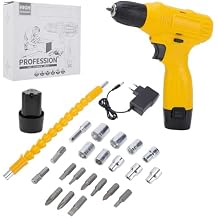 12V Cordless Drill, Ergonomic Design with 1300mAh Battery and Keyless Chuck for Home and DIY Projects (US Plug)