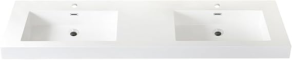 Ablitas 71.7 in. Rectangular White Composite Granite Stone Console Bathroom Sink