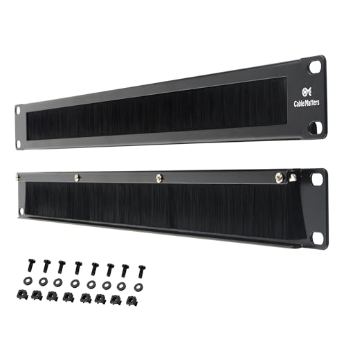 Cable Matters 2-Pack Rackmount or Wall Mount 1U 19 Brush Panel 19-inch Rack Mount Brush Panel 1U in Black