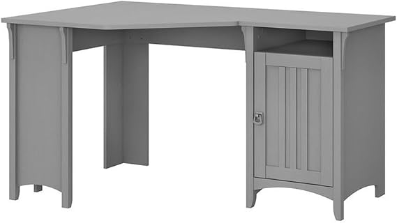 Bush Furniture Salinas 55W Corner Desk with Storage in Cape Cod Gray, Compact Workstation for Home Office, L Shaped Desktop Solution
