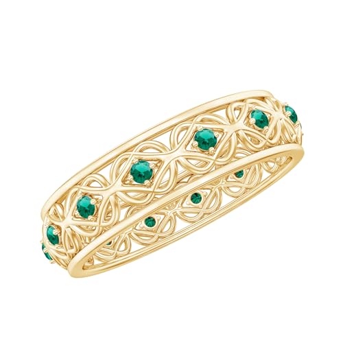 Certified Lab Grown Emerald Wedding Band for Women, AAAA Quality, Emerald Anniversary Ring - Ready to Gift