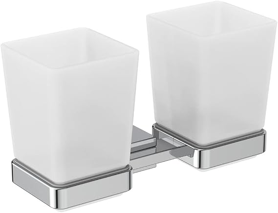 Ideal Standard IOM Square Double Frosted Glass Toothbrush Holder, E2205AA
