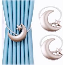 2 Pack Magnetic Curtain Tiebacks, Alloy Moon Star Curtain Ties Drapery Holdback Modern Simple Style Draperies Holder Drape Tie Backs for Home Decoration
