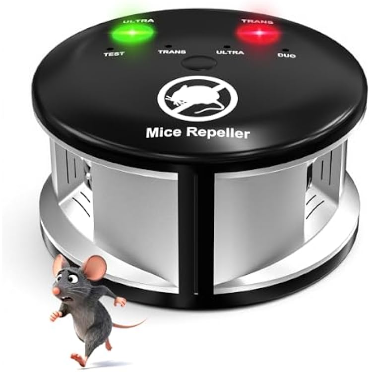 Ultrasonic Pest Repellent Indoor Home Mouse & Rodent Repeller Electronic Plug-in 360 Squirrels Deterrent with LED Strobe Light Pest Control Device for Attic House Kitchen Office Warehouse RVS