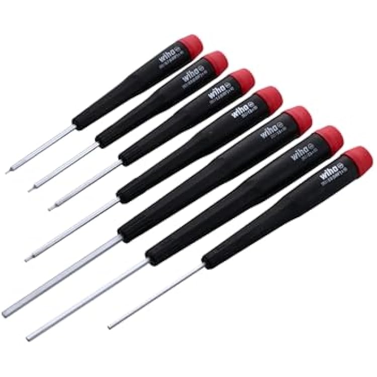 Wiha 26390 Screwdriver Set, Hex Metric With Precision Handle, .7 - 3.0mm, 7 Piece, original version, one size