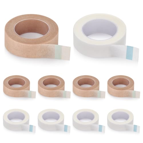 10 Rolls Nose Tape for Rhinoplasty Shaping Nose Bandage Micropore Thinoplasty Tape Hypoallergenic Medical Paper Tape for Wound Care Cosmetic 0.5 in x 10 Yd 5 Rolls White 5 Rolls Beige