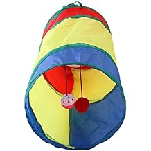 Cat Tunnel for Indoor Cats, S Shape Peekaboo Cat Cave with Cat Toys, Collapsible Cat Play Toy for Puzzle Exercising Hiding Training and Running with a Red Fun Balls(Small Tunnel)