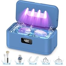 Ultrasonic Jewelry Cleaner, 50Khz Jewelry Cleaner Ultrasonic Machine for Jewelry, Eyeglasses, Rings, Watch Strap, Dentures, 24oz - 304 Stainless Steel Tank, Digital Timer, 5 Cleaning Modes(Black)