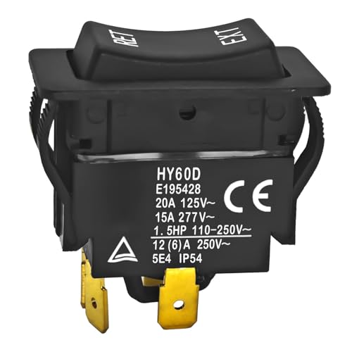 HY60D Rocker Switch - RET-EXT 20A 125VAC 4Pin Pushbutton Switch, ON-Off-ON Push Button Switch HY60D E195428