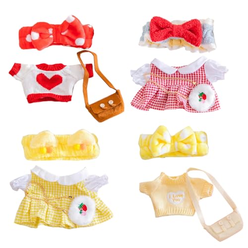 4 Set Clothes for Stuffed Animals Plush Stuffed Animal Clothes for Duck with Headbands, Skirts, Sweaters and Bags DIY Animal Accessories for Kids to Improve Hands-On Skills