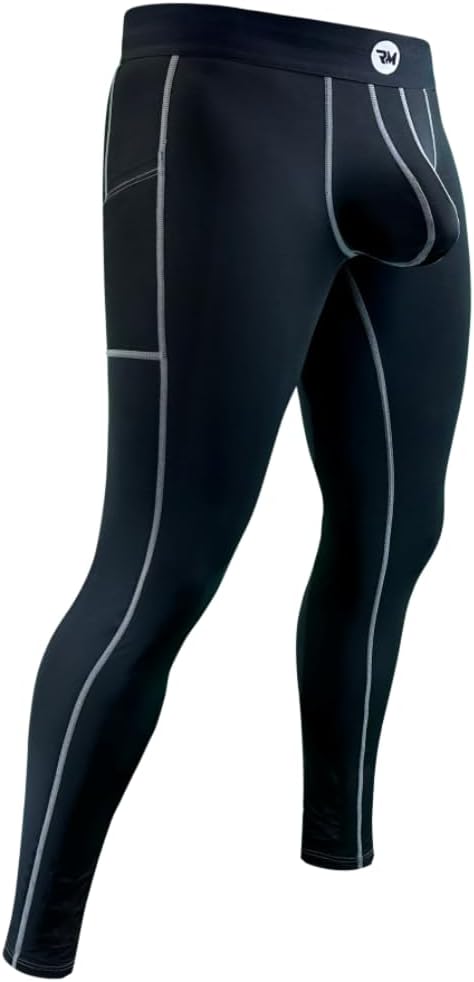 RM Real Men Nylon Pouch Running Leggings, ABCD Custom Pouch Size - Waist XS-5XL, Yoga Pants, Tights, Base Layer Cold Weather