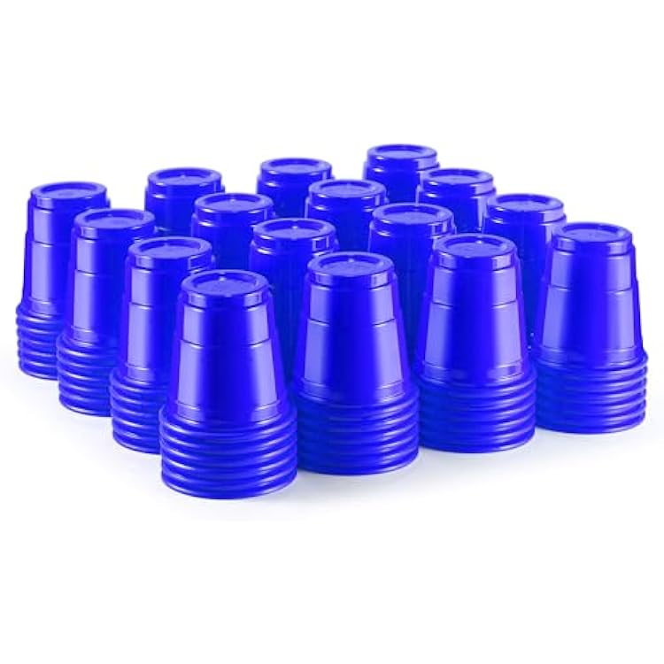 100ct 2oz Mini Blue Shot Glasses, Disposable Small Plastic Cups for Parties, Weddings, Events Bulk Pack