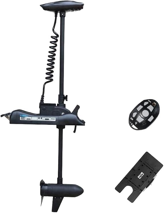 Haswing Bow Mount Trolling Motor 80lbs 54in with Remote, Quick Release | Fresh & Saltwater Ready, 164ft Wireless Remote Range, Black, Fits Boats up to 21ft, Req 13.7 x 8" Flat Mount Surface