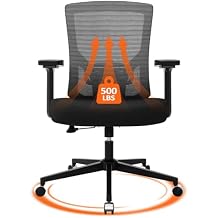 500 lbs Big and Tall Office Chair, Heavy Duty Mesh Desk Chairs with Comfort Spring-Supported Extra-Wide Seat Cushion, 3D Armrests, Ergonomic Breathable Computer Chair for Heavy People