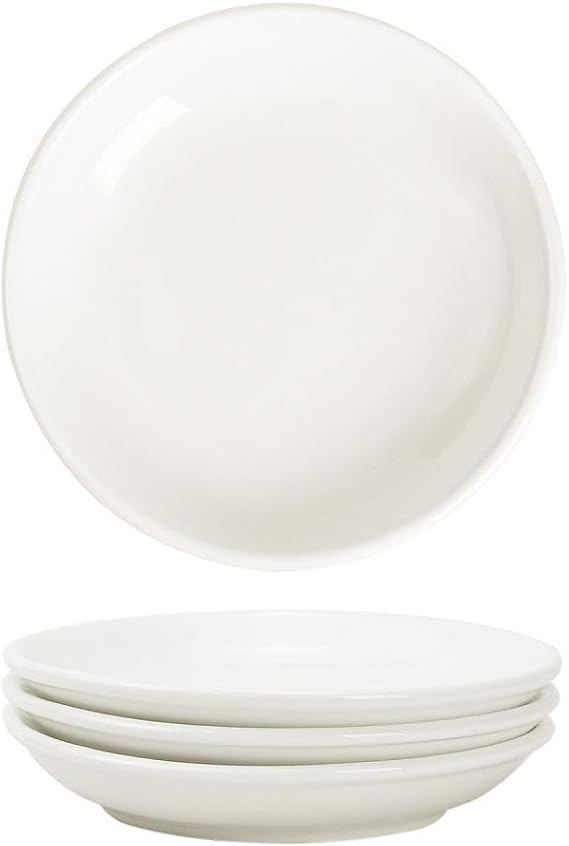 4pcs White Ceramic Seasoning Dishes Dipping Bowls -4.5inch