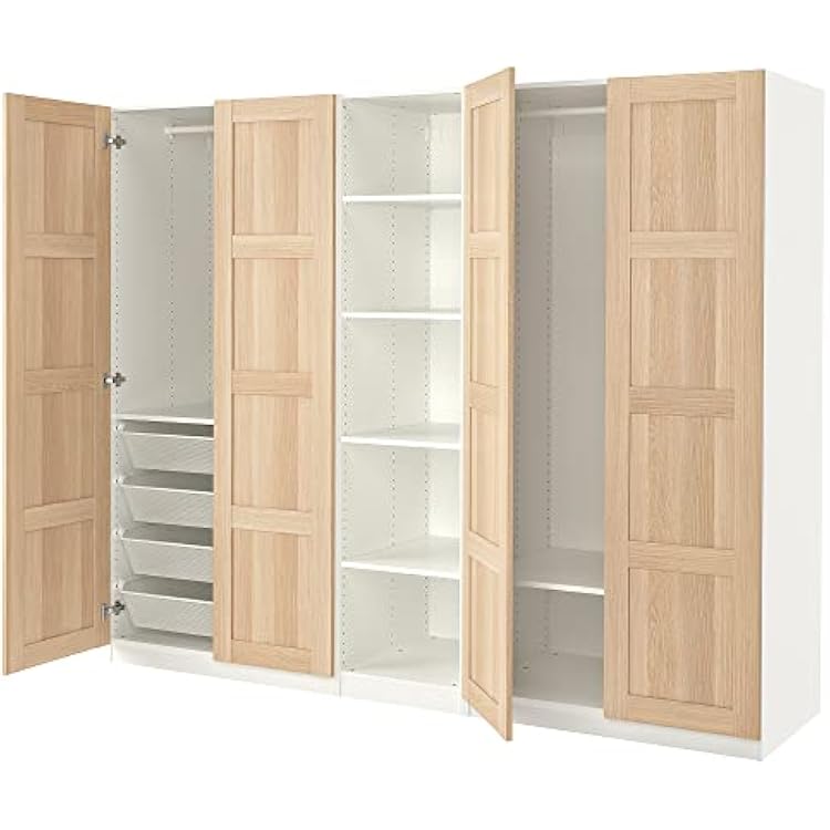 Ikea PAXBERGSBO wardrobe, 250x60x201 cm, whitewhite stained oak effect