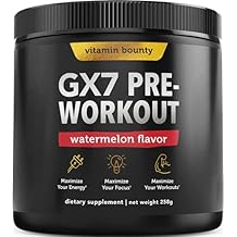Vitamin Bounty Gx7 Pre Workout Powder for Men Pre workout for Women - Sugar Free Pre Workout Energy Booster Supplement with Beta-Alanine, Caffeine, Keto, 0g Net Carbs - Watermelon Flavor, 20 Serving