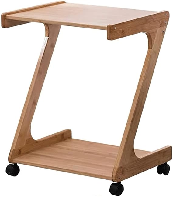 Printer Table Under Desk Printer Stand 2-Tier Printer Cart with Storage Printer Rack with Lockable Wheels Wood Printer Table for Office Home Easy to use