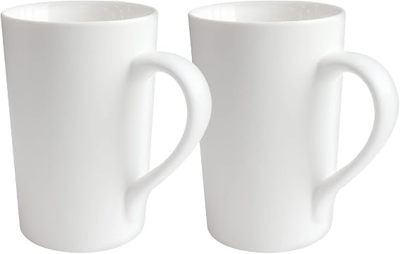 2 Pack 12 OZ Ceramic Coffee Cup Simple Pure White Ceramic Cup