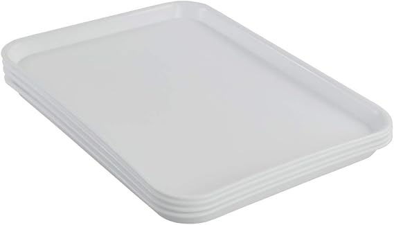 Kekow 4-Pack White Plastic Fast Food Serving Trays