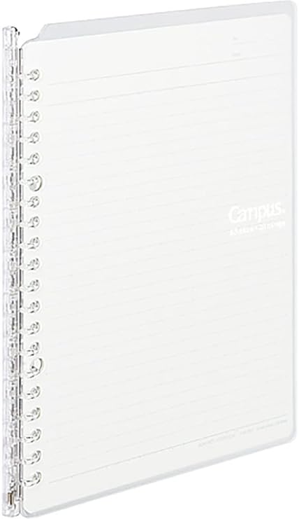Kokuyo Smart Ring Binder, A5 Clear Binder Notebook, Up to 25 Filler Papers | Campus Refillable Notebook 20 Holes with 10 Extra Loose-Leaf Paper in 6mm Dot Ruled Japanese Slim Binder for Work & Study