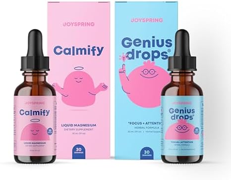JoySpring Calmify Magnesium Glycinate and Genius Drops for Kids