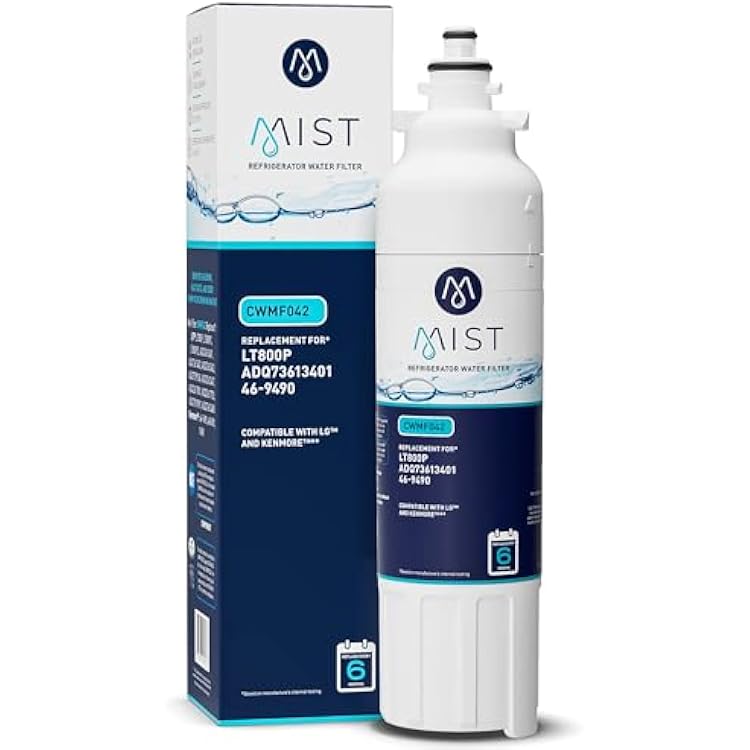 Mist ADQ73613401 Refrigerator Water Filter Replacement for LG LT800P, ADQ73613402, Kenmore 46-9490, Fridge LSXS26326S NSF 42 Certified 1 Pack