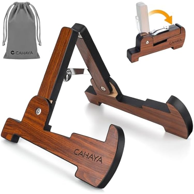 CAHAYA Guitar Stand Wooden Portable: Guitar Holder Universal Foldable A-Frame Guitar Stands Floor for Acoustic Electric Guitar Bass Ukulele, CY00364-1