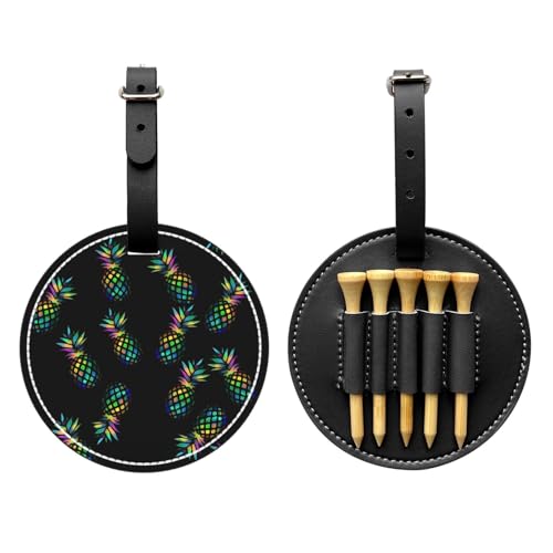 Upside Pineapple Golf Pouch Bag Golf Tee Bag Golf Leather Pouch Golf Accessories Belt Bag Gifts for Golfers Men and Women