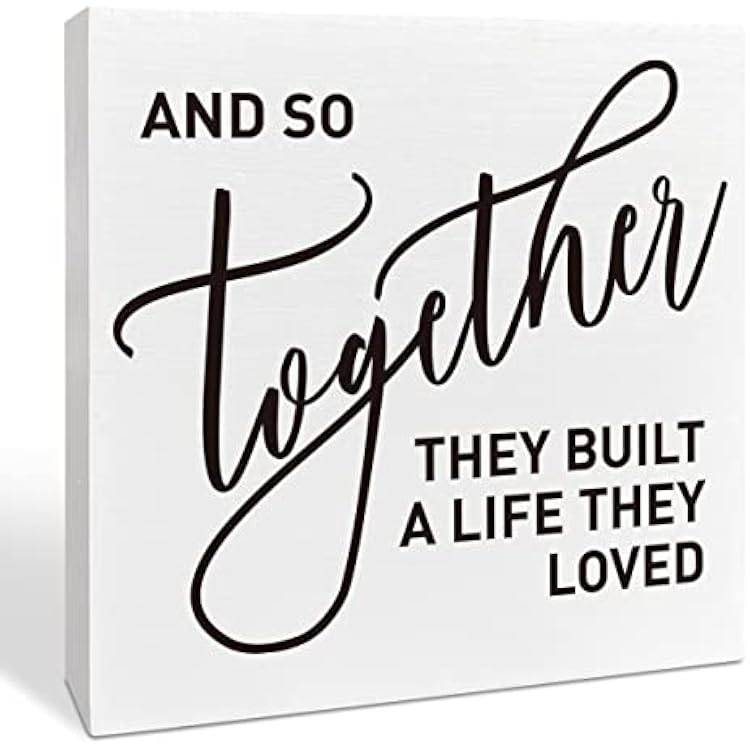 Romantic Bedroom Wooden Box Sign, They Built A Life They Loved, Home Master Bedroom Decor, Motivational Home Desk Farmhouse Decorations, Wedding Marriage Valentines Day Gifts Him Her