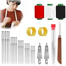 42PCS Big Eye Steel Sewing Needles Kit,Sewing Kit Hand Sewing Needles with Case, Steel Embroidery Needles Threaders for Hand Sewing for Embroidery, Cross Stitch, Yarn, Tapestry & Fabric Mending
